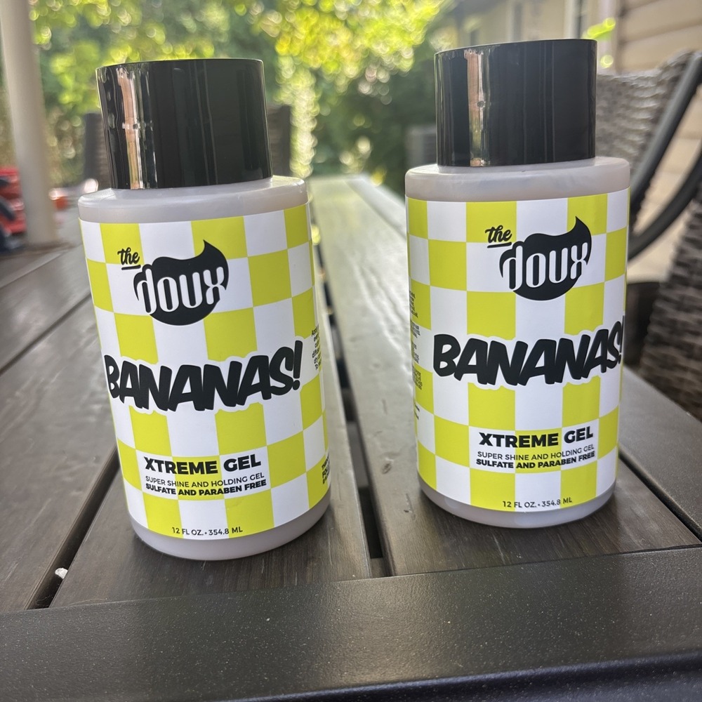Two Full Bottles of Doux Bananas Xtreme Hold Hair Gel 12oz, brand new